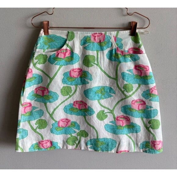 Lilly Pulitzer Womens Flat Front Summer Mini Skirt Multicolor Floral Green Sz 4 - Picture 3 of 9